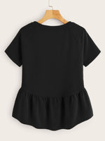 Plus Raglan Sleeve Peplum Top