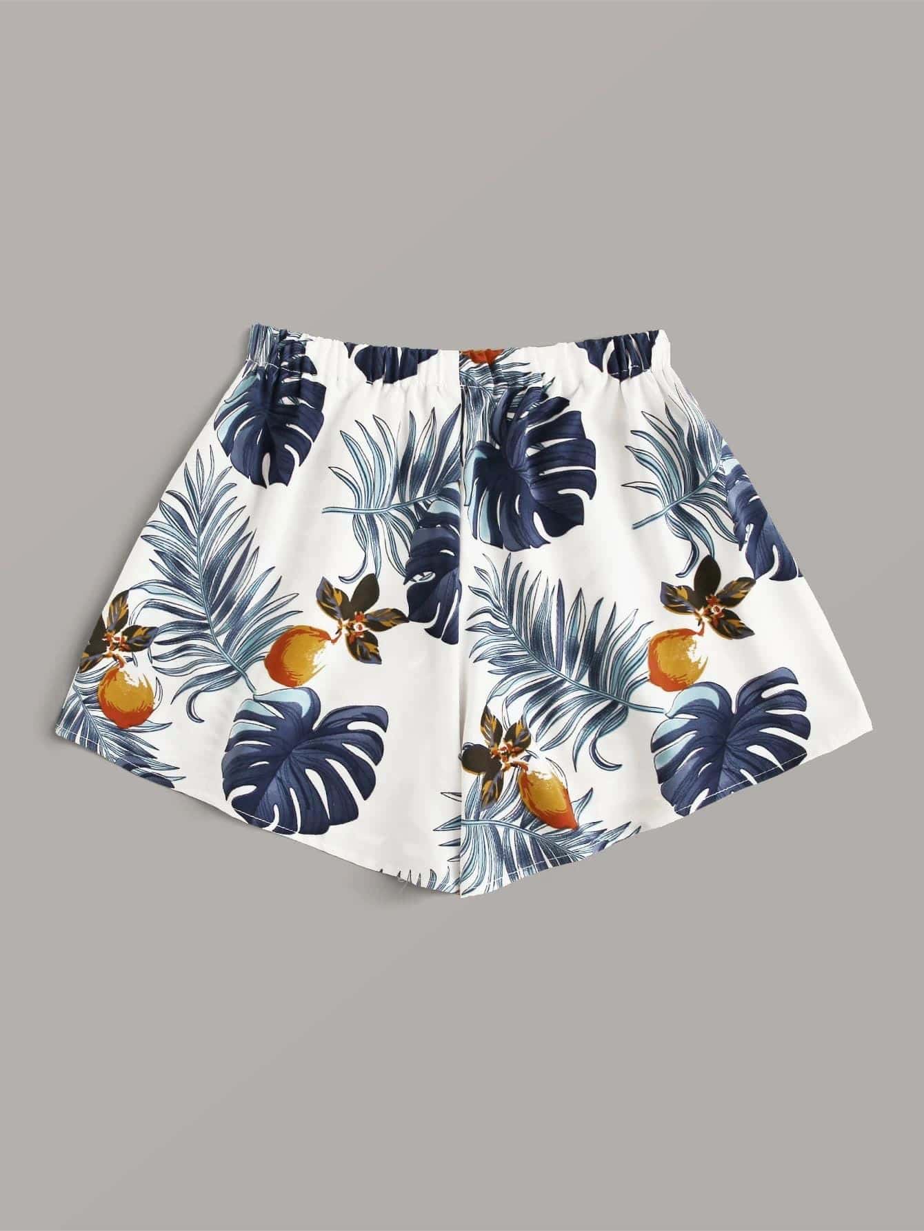 Plus Tropical Print Knot Front Shorts