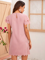 Scallop Edge Double Layered Sleeve Dress