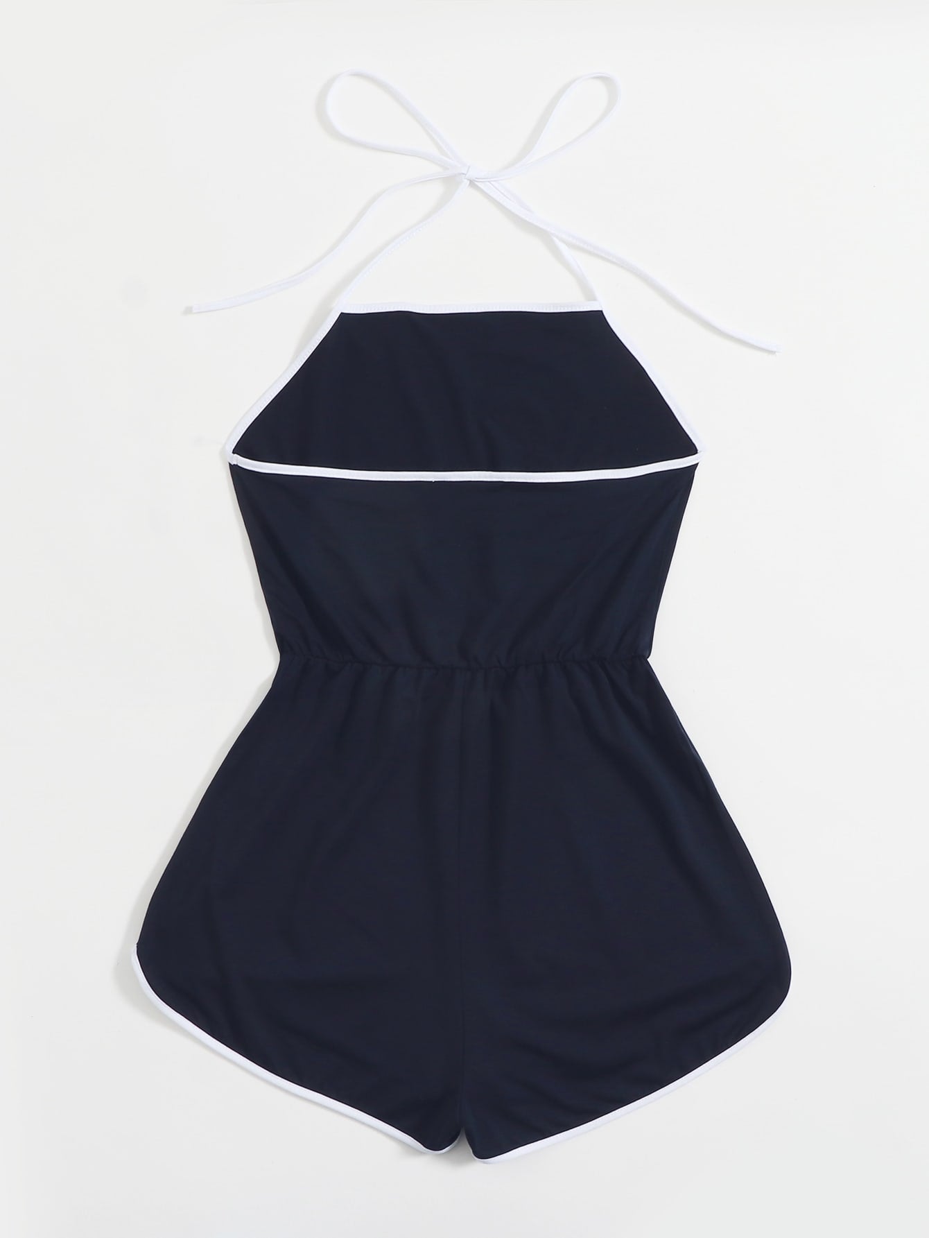 Letter Graphic Self Tie Halter Romper