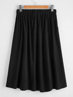 Plus Button Front Midi Flared Skirt