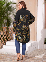 Plus Chain Print Button Front Longline Blouse
