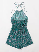 Ditsy Floral Print Tie Back Halter Romper