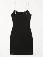 Letter Graphic Contrast Binding Bodycon Dress