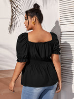 Plus Ruched Bust & Shirred Waist Milkmaid Blouse