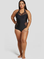 NEW FEELING Womens Black Plus Size Swimwear