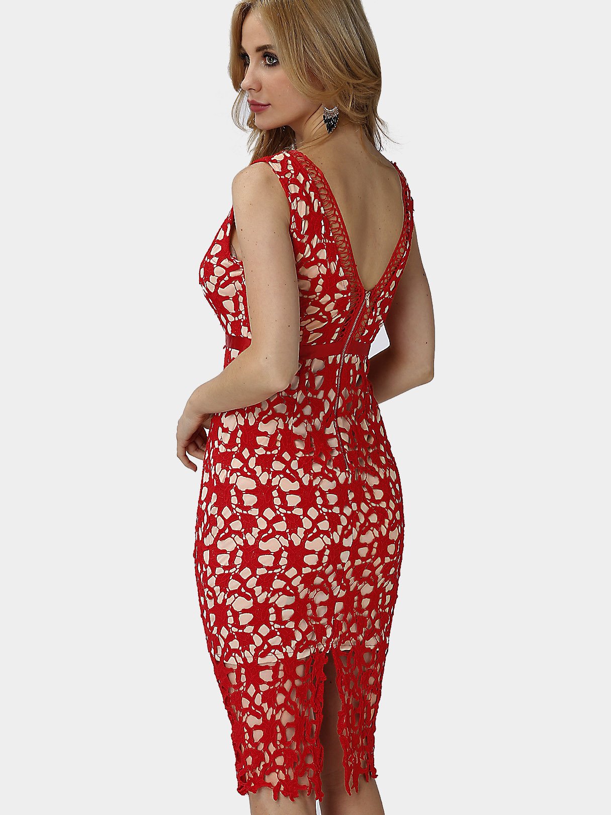 NEW FEELING Womens Red Midi Dresses
