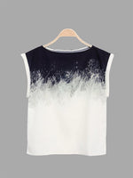 Wholesale Round Neck Leave Pattern Casual T-Shirt