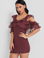 OEM Ladies Burgundy Casual Dresses