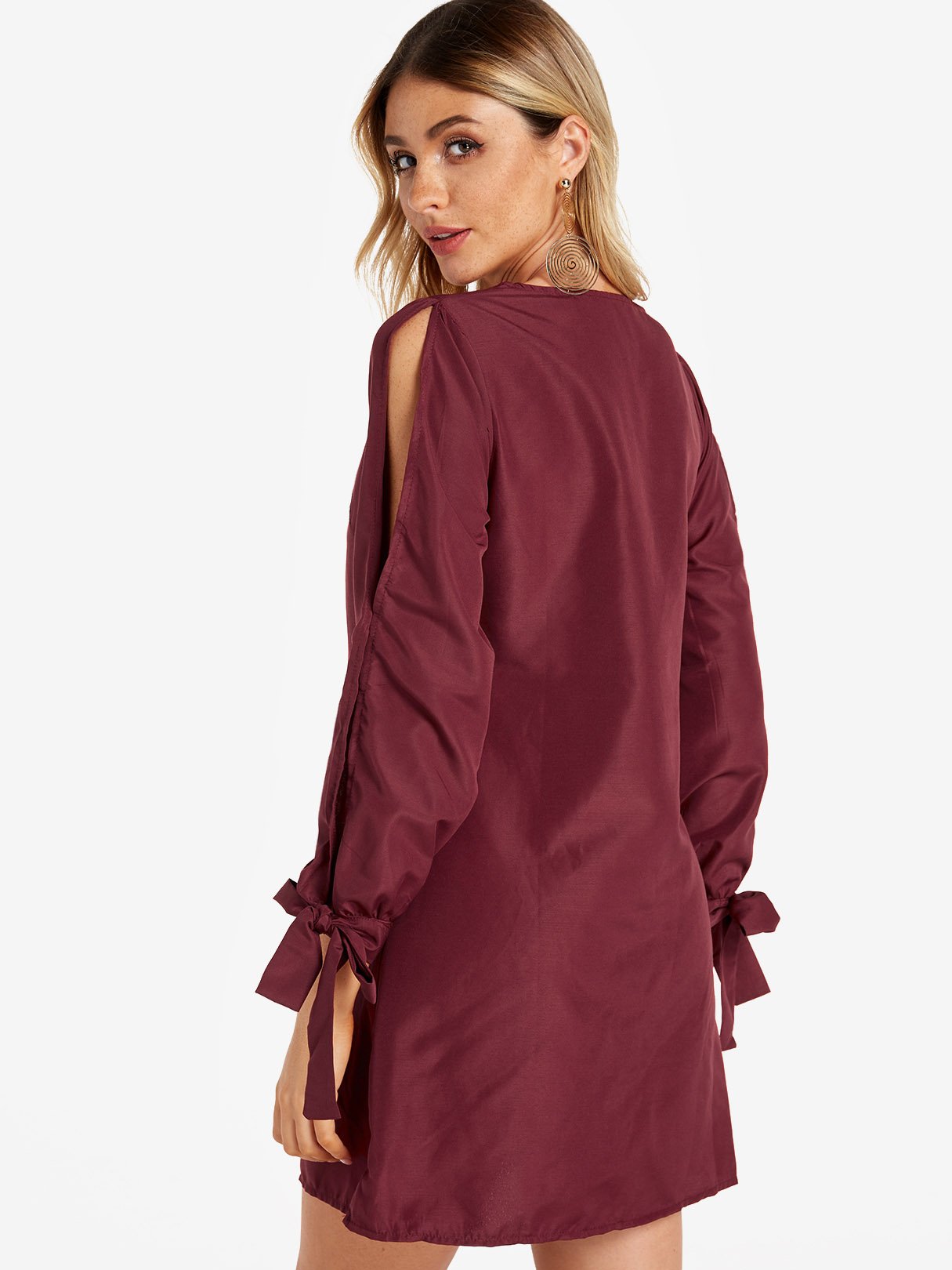 NEW FEELING Womens Burgundy Casual Dresses