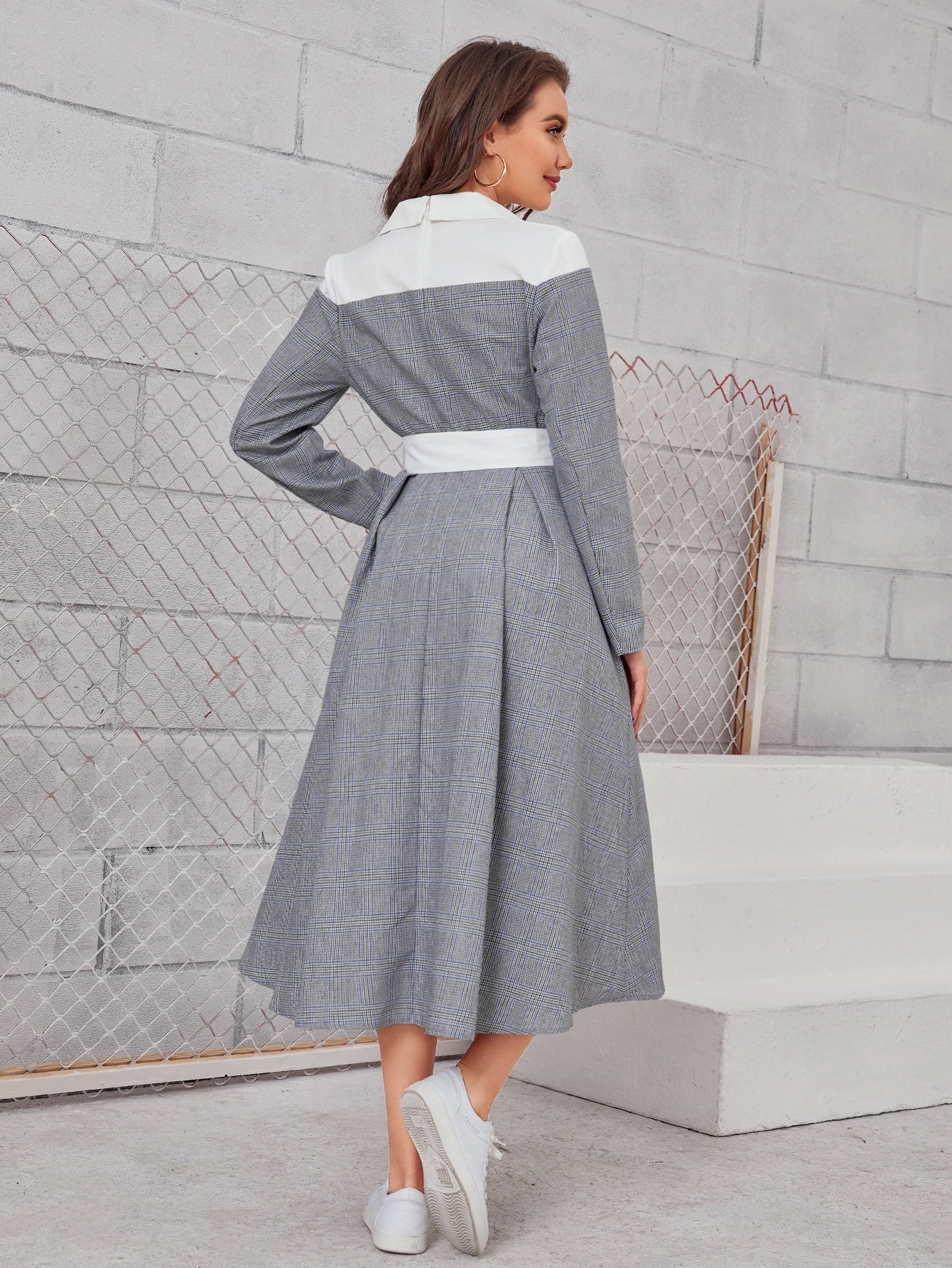 Plaid Belted Shirt Dress