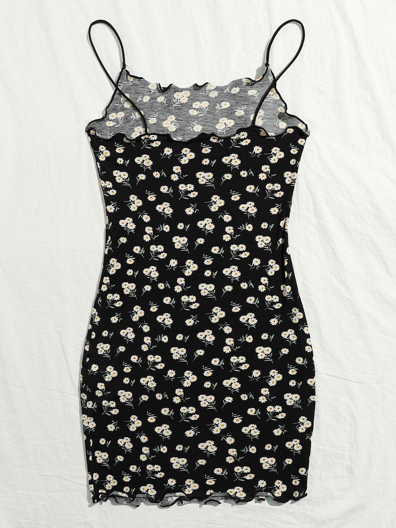 Lettuce Trim Daisy Floral Bodycon Dress