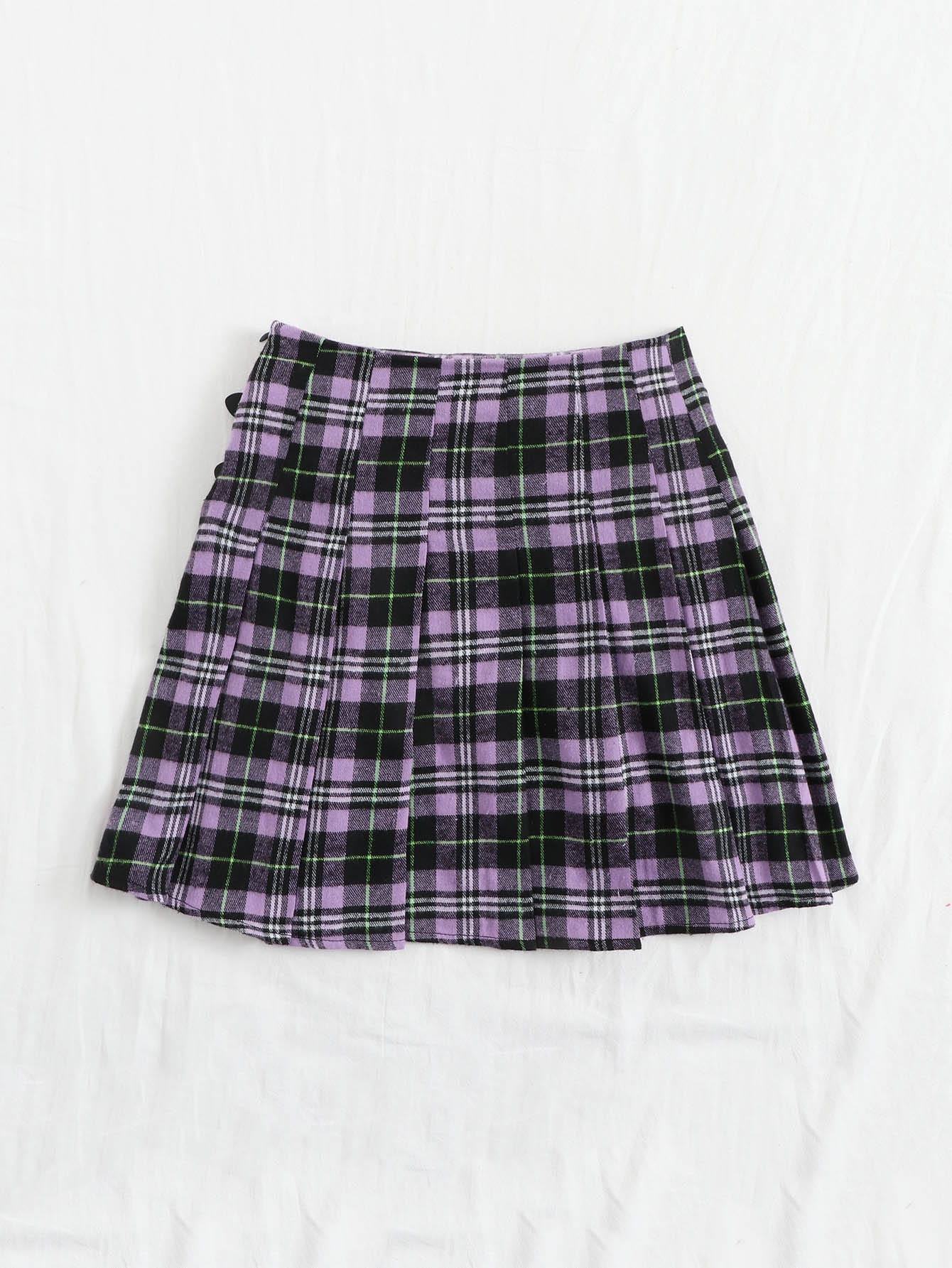 Plus Tartan Print Pleated Skirt