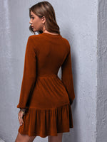Ruffle Hem Rib-knit Dress