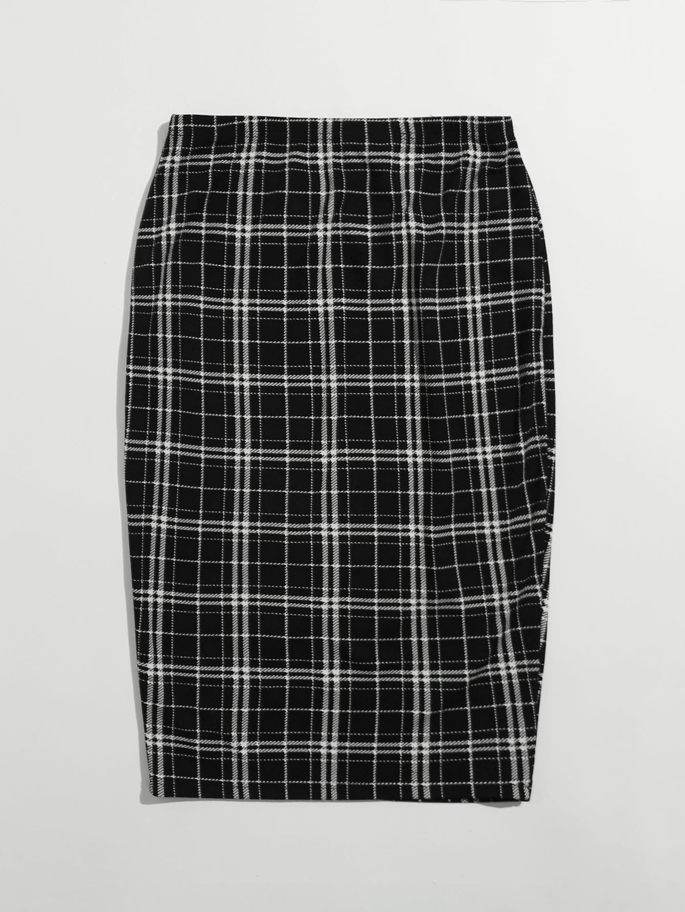 Plus Plaid Elastic Waist Skirt