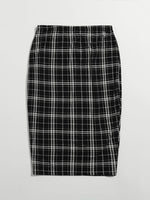 Plus Plaid Elastic Waist Skirt