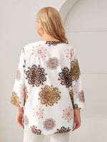 Plus Graphic Print Zip Half Placket Top