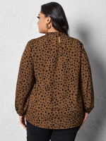 Plus Dalmatian Print Frill Neck Blouse