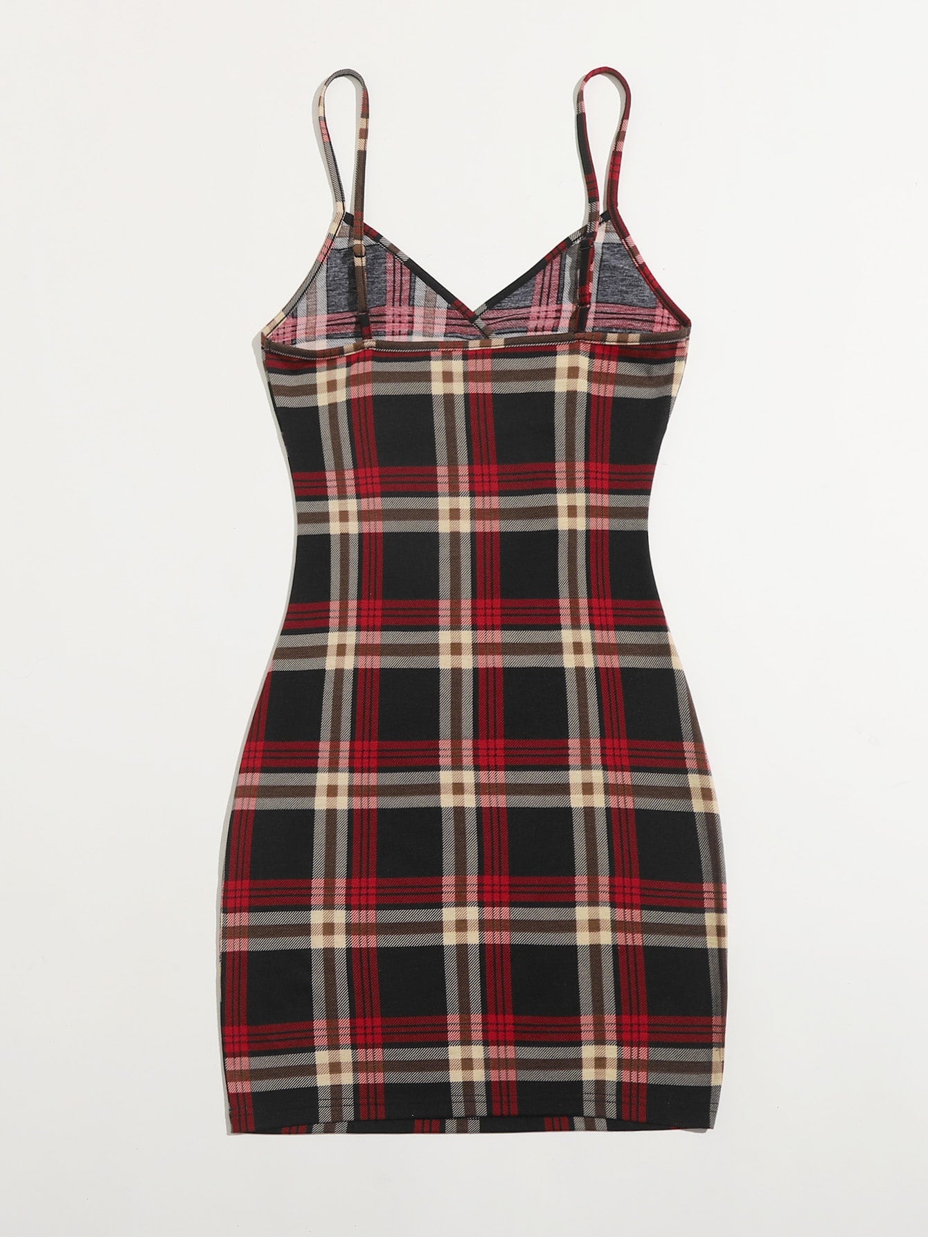 Surplice Neck Tartan Bodycon Dress