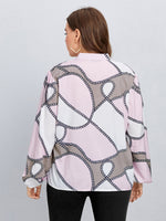 Plus Notched Chain Print Blouse