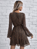 Bishop Sleeve Self Belted Allover Dress