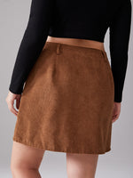 Plus Button Through Corduroy Skirt