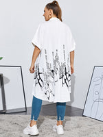 Plus Slogan Graphic High Low Blouse