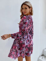 Floral Print Shirred Waist A-line Dress