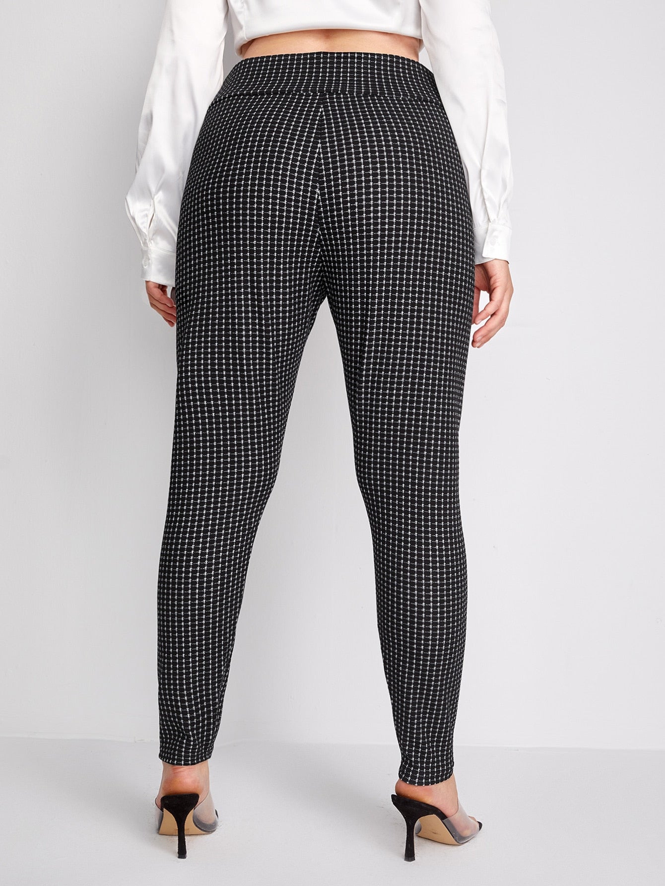 Plus Wide Waistband Plaid Leggings