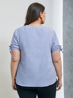 Plus Knotted Cuff Striped Top