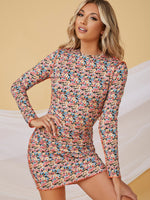 Allover Floral Stitch Detail Tied Backless Dress