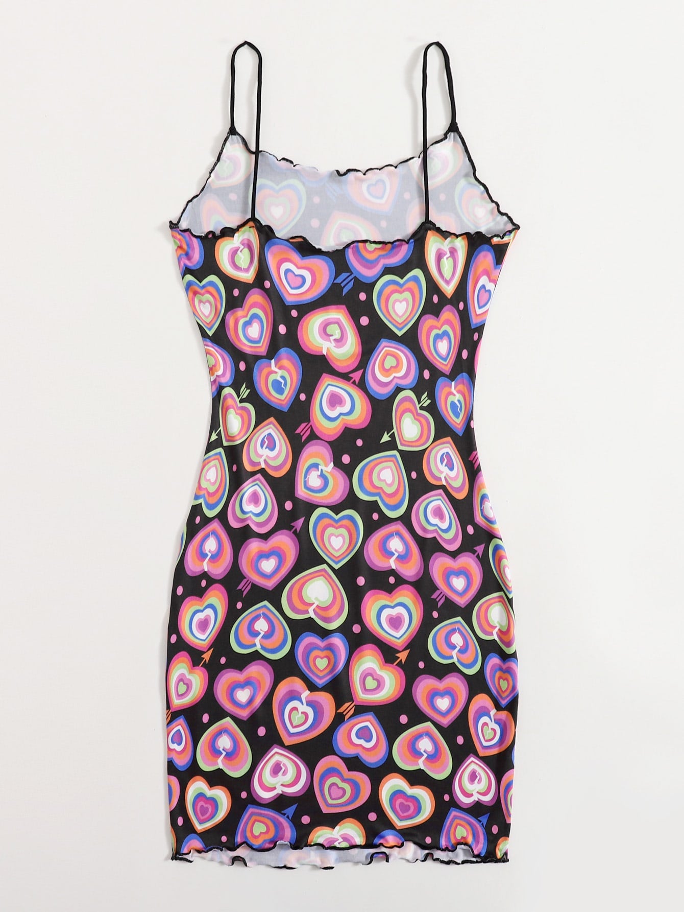 Lettuce Edge Allover Heart Bodycon Dress