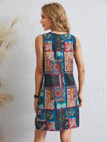 Floral Patchwork Sleeveless Tunic Dress