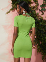 Solid Cut Out Tie Back Dress