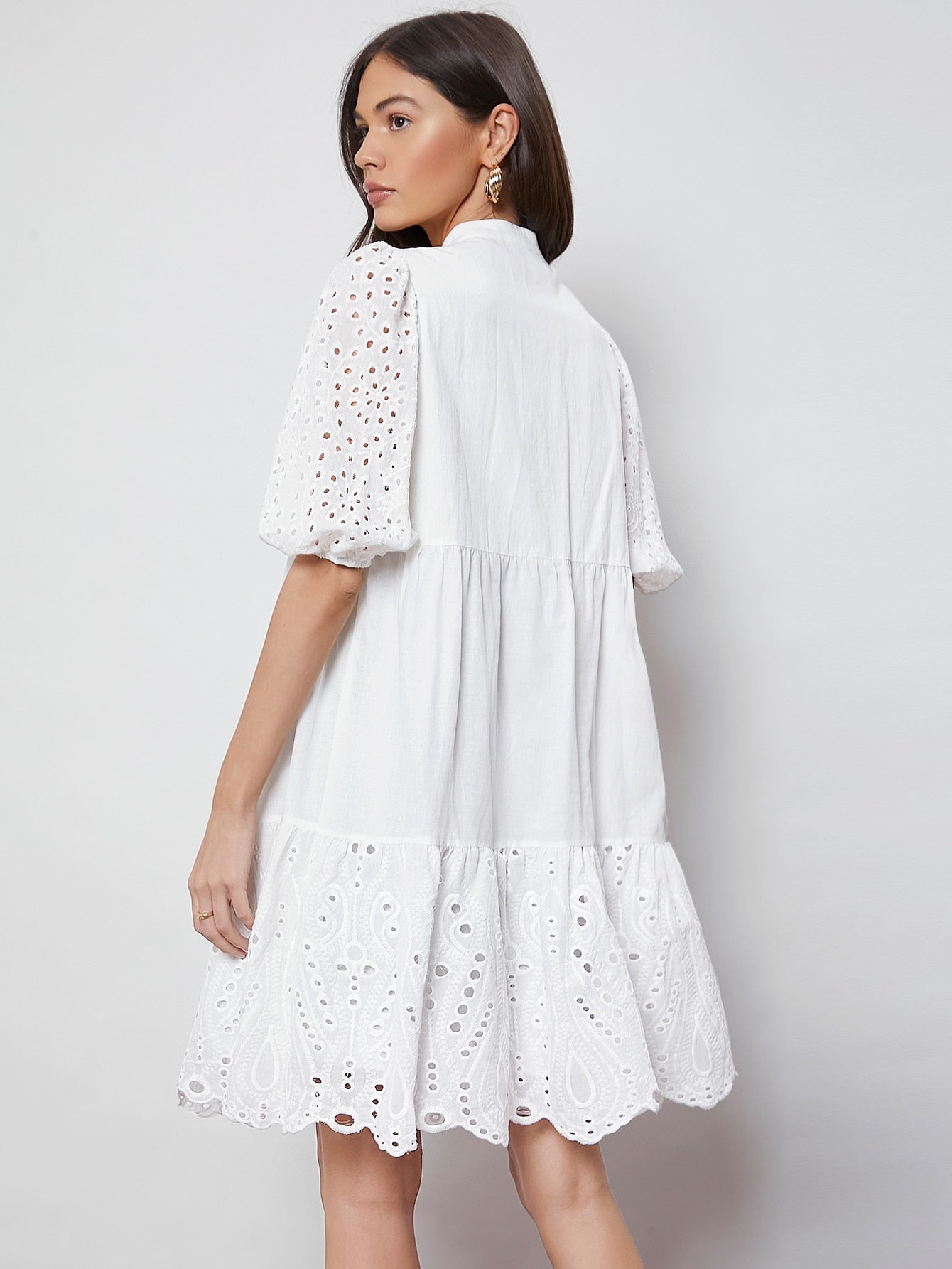 Puff Sleeve Schiffy Smock Dress Without Belt