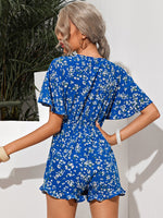 Ditsy Floral Ruffle Hem Tie Front Romper