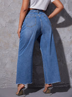 Plus Cat Whisker Raw Hem Wide Leg Jeans