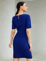 Solid Ruched Fitted Dress