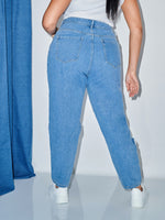 Plus High Waist Ripped Mom Jeans