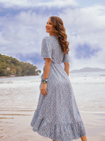 Ditsy Floral Tie Side Ruffle Wrap Dress