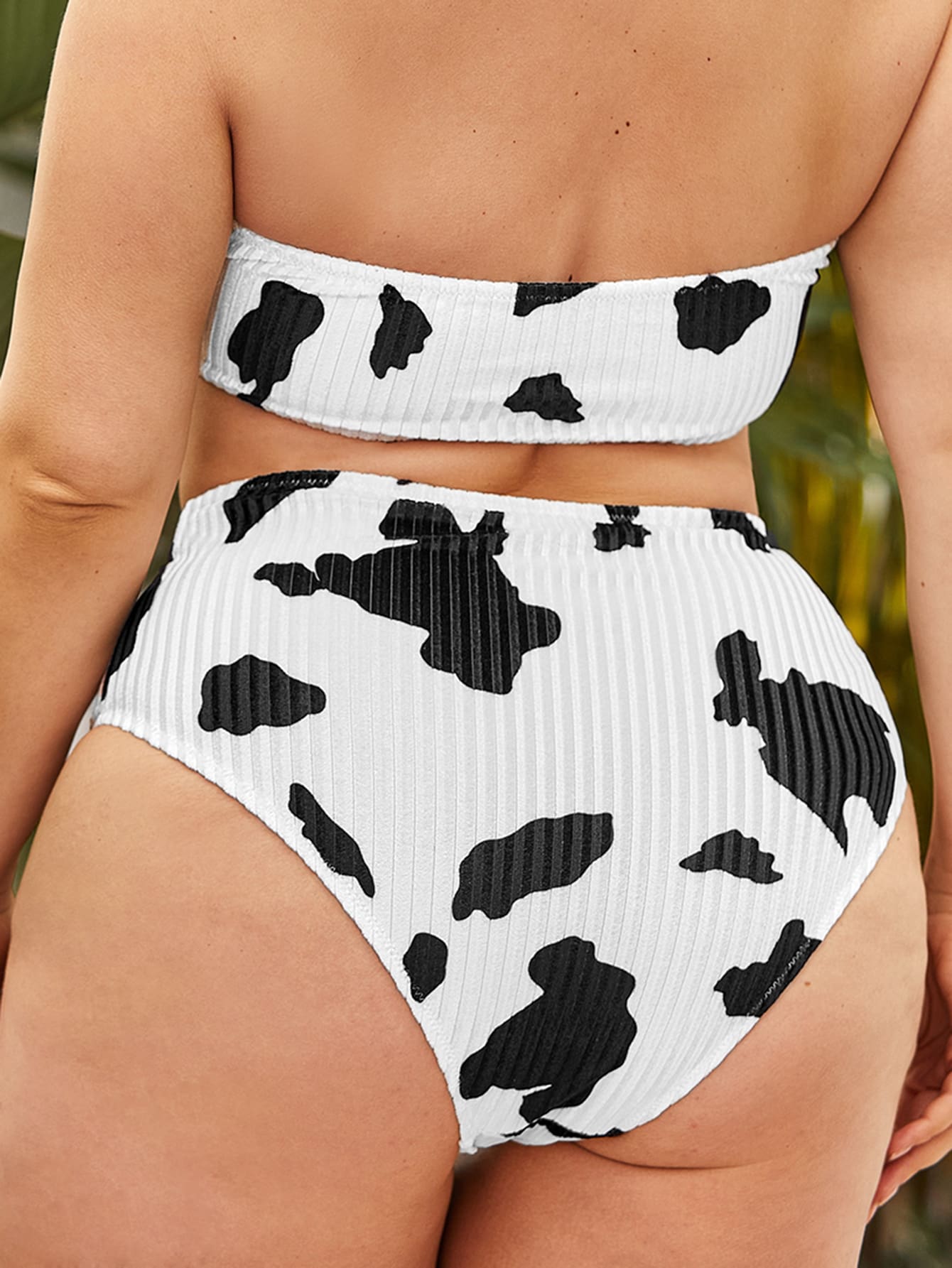 Plus Cow Print High Waisted Bikini Panty