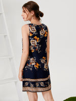 Sleeveless Floral Print Dress
