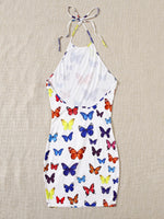 Allover Butterfly Print Halter Dress