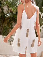 Double V-neck Pineapple Print Cami Dress