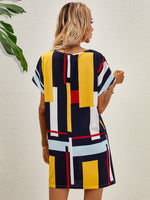 Color Block Batwing Sleeve Tunic Dress