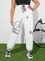 Plus Slogan Graphic Drawstring Sweatpants