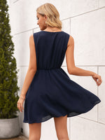 Solid Button Front Sleeveless Dress