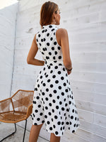 Mock Neck Polka Dot Dress