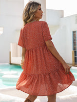 V-neck Allover Print Smock Dress