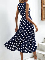 Polka Dot Knot Side Wrap Dress